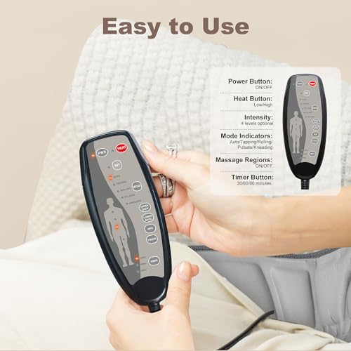 Beige Massage Chair Pad with Heat and Vibration Motors A365