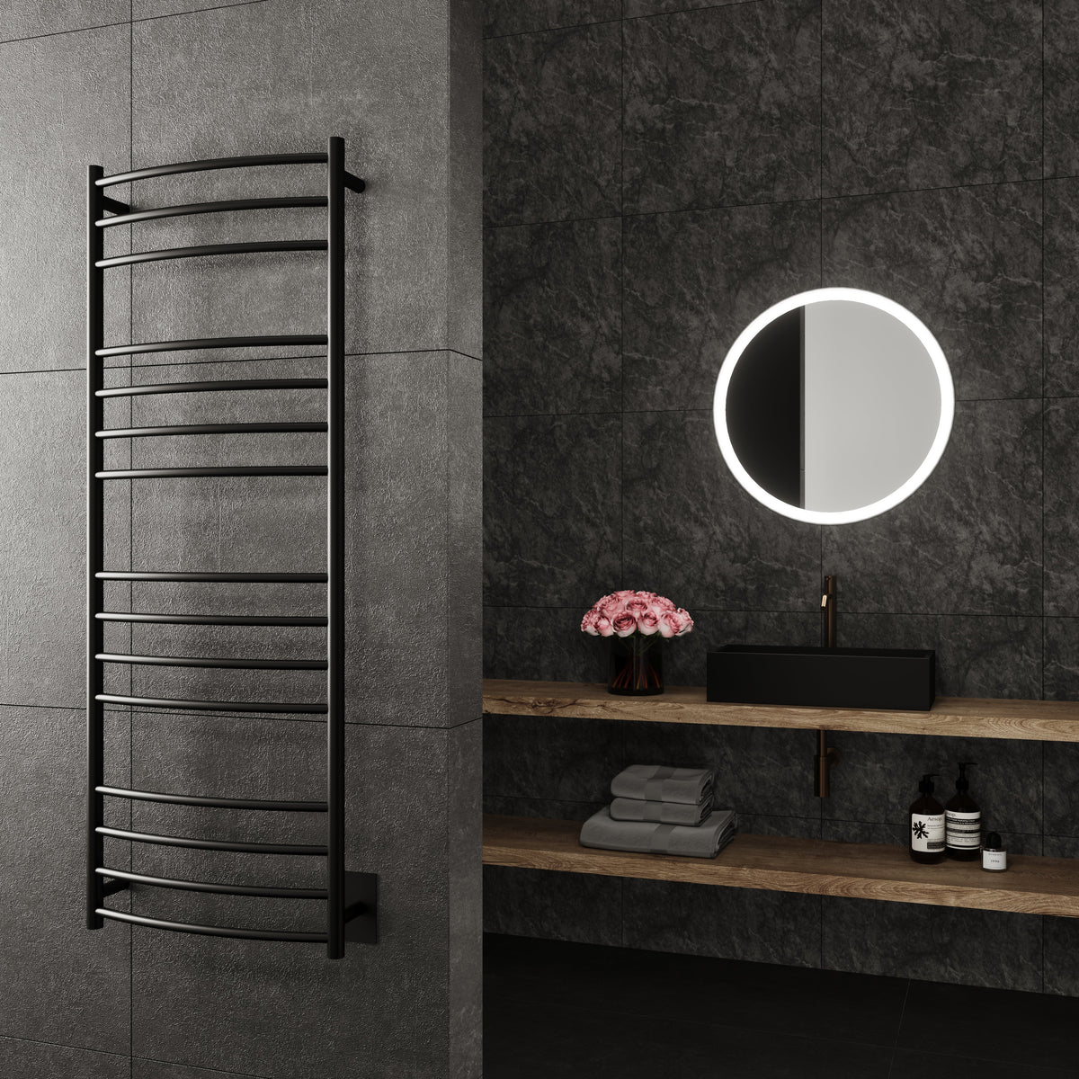Wall Mounted Electric Towel Warmer in Black D53933