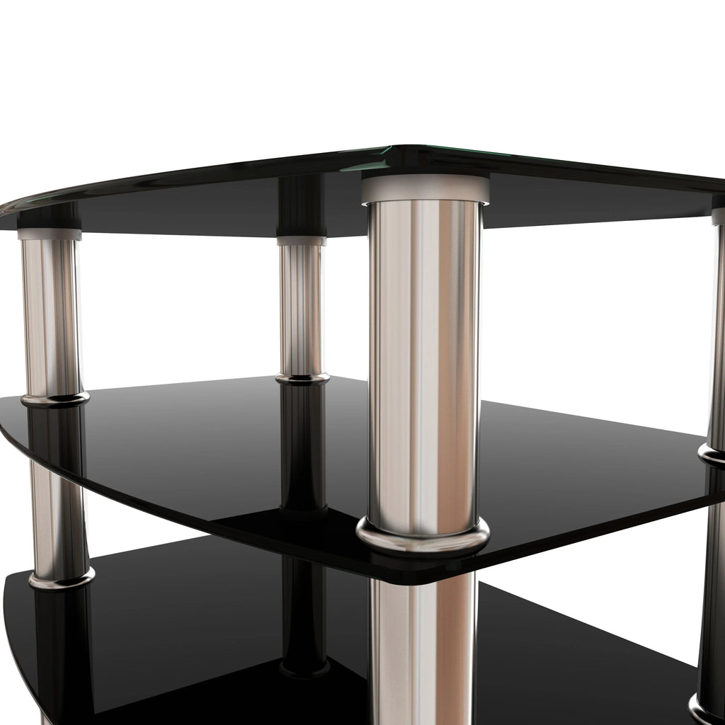 5-Tier Black Tempered Glass Side Table V90640