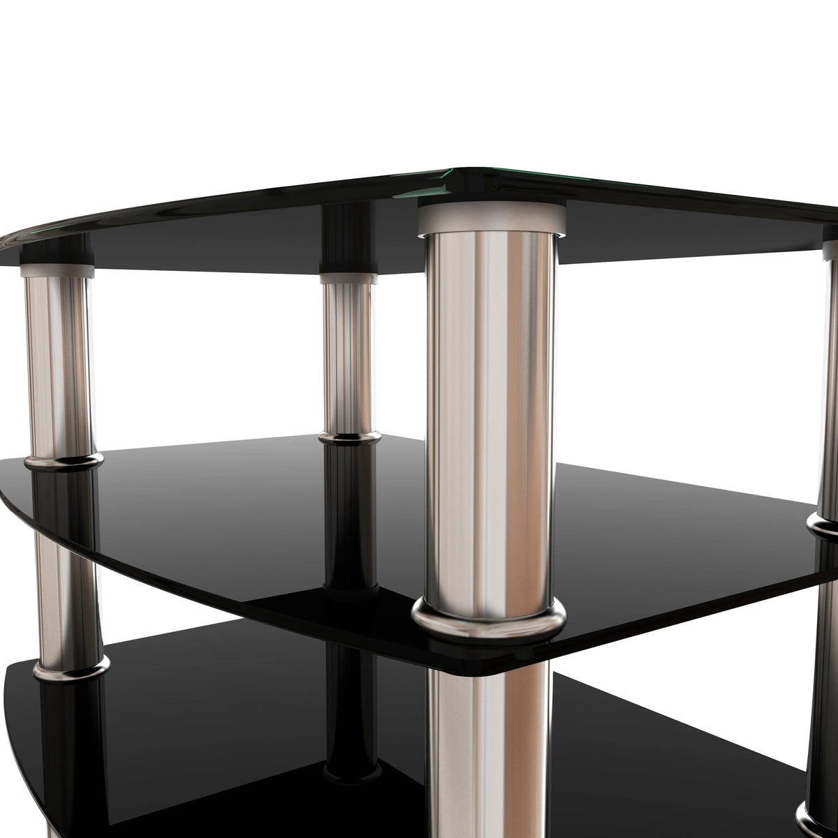 5-Tier Black Tempered Glass Side Table V90640