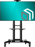 Black Mobile TV Stand with Wheels Shelves Height Adjustable T29132