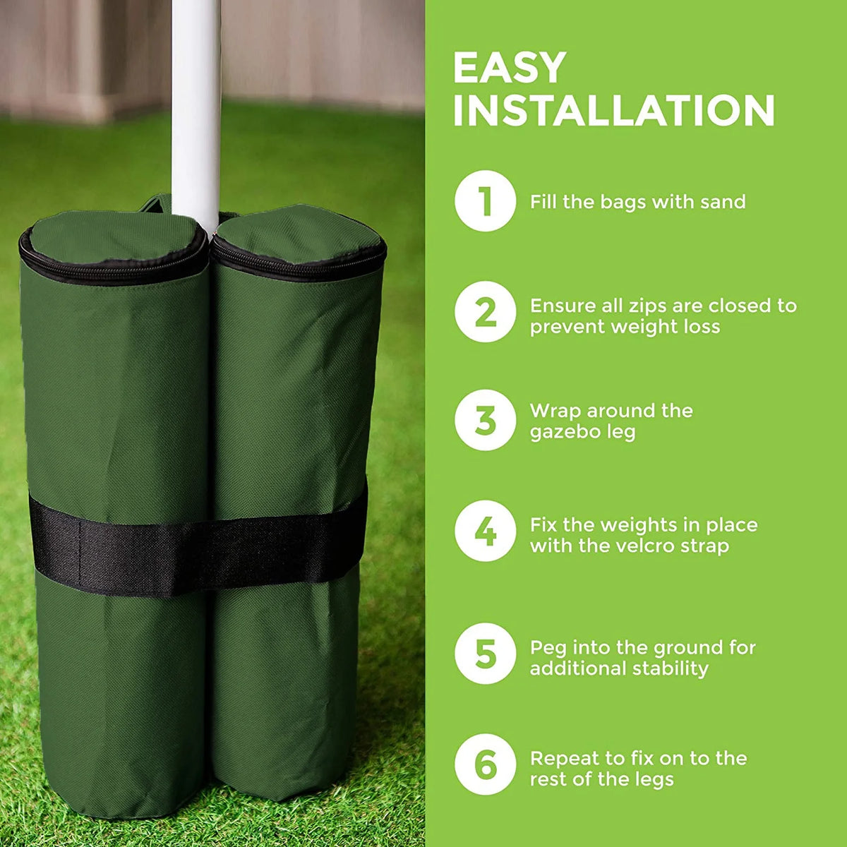 4PCS Green 30lb Canopy Weight Bags G510