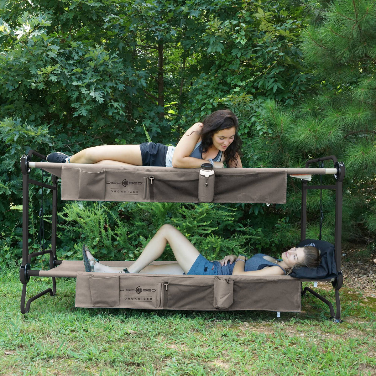 Tan Double Camping Cot with Organizers J929177