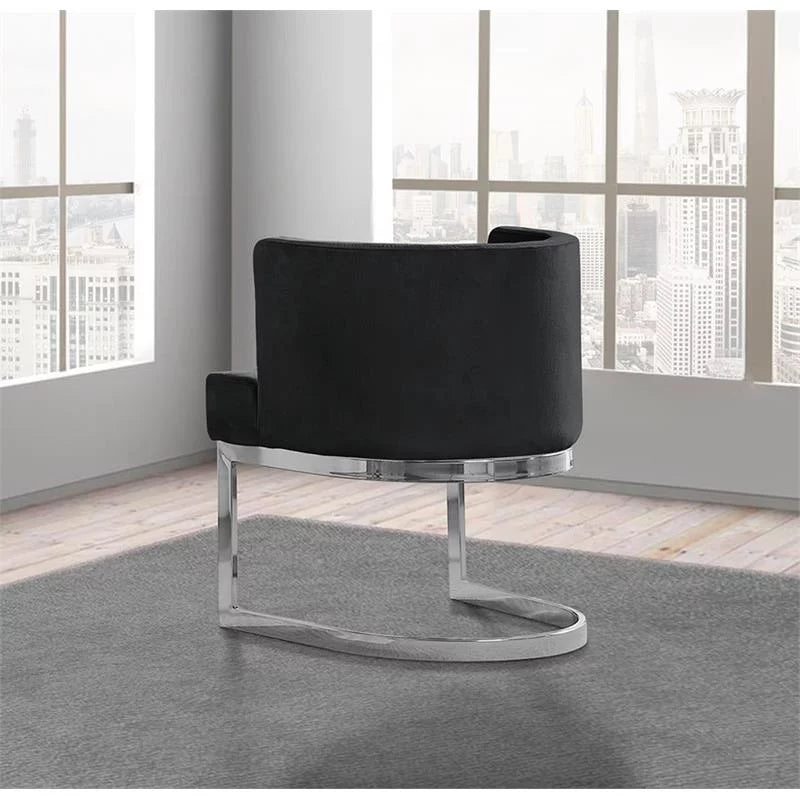 Black Velvet Accent Chair with Chrome Base W3769