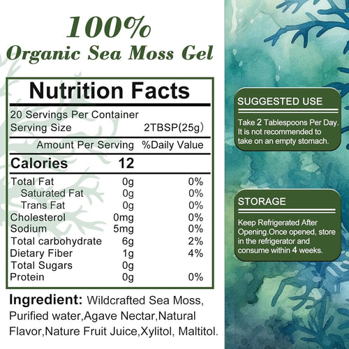18 oz Natural sea Moss Gel, 1 Bottle B92839