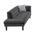 Dark Gray Velvet Tufted Chaise With 1 Accent Pillow E585