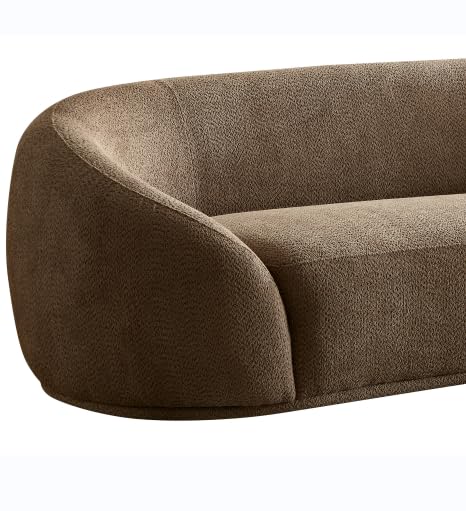 Cream Curved 3-Seater Boucle Sofa V998