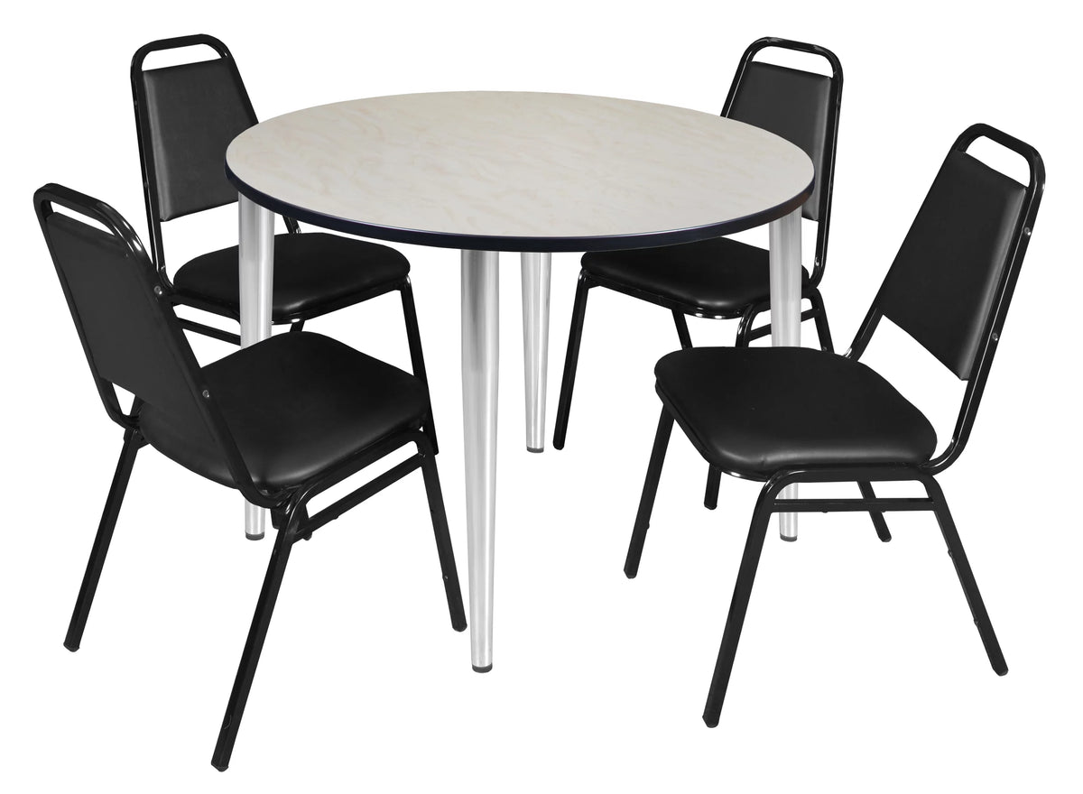 48 in. Round Breakroom Table with 4 Stack Chairs P69188