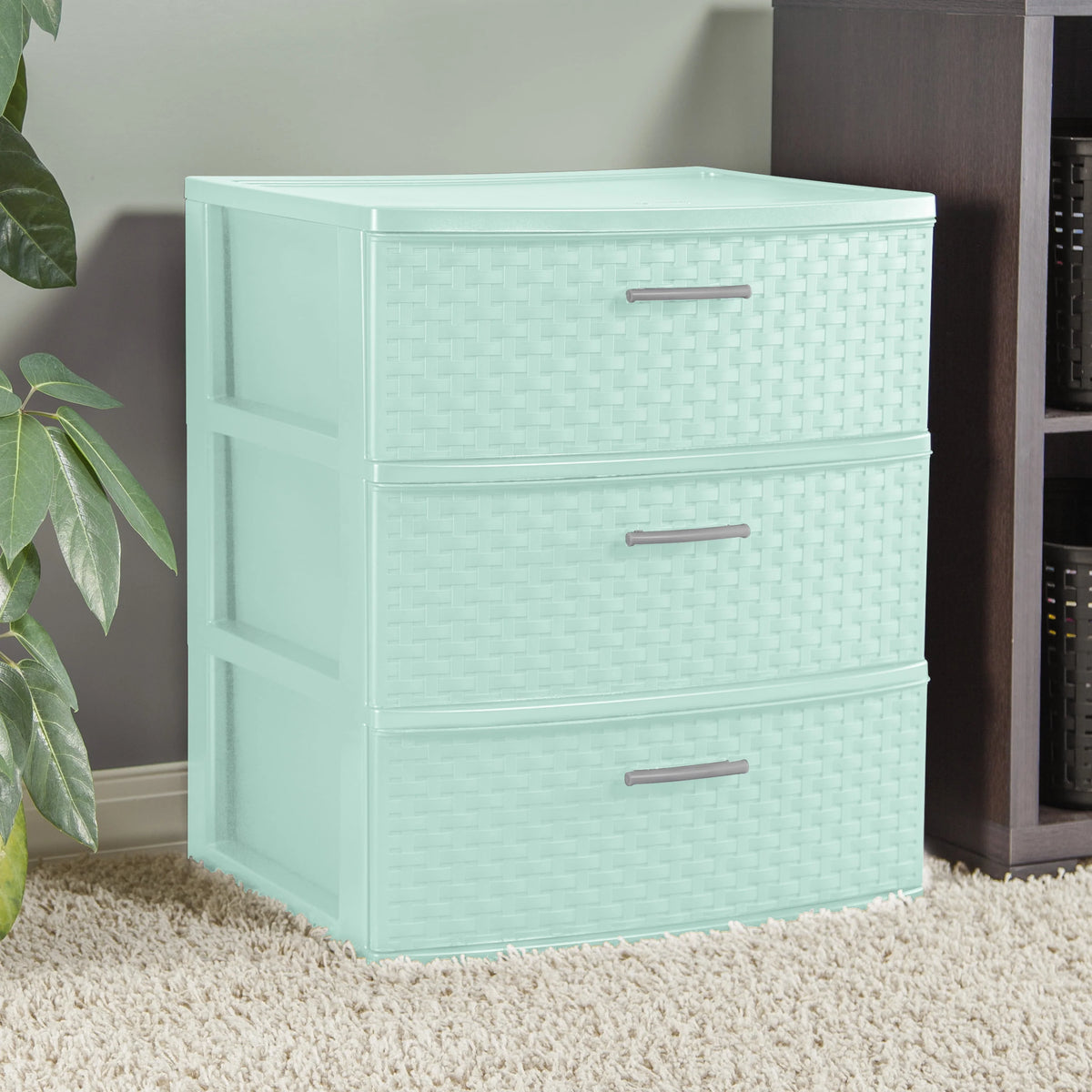 3 Drawer Wide Weave Tower White M920