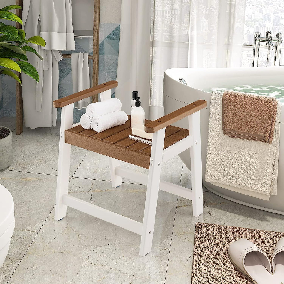 Waterproof HDPE Shower Bench with Arms M974282