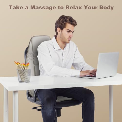 Beige Massage Chair Pad with Heat and Vibration Motors A365