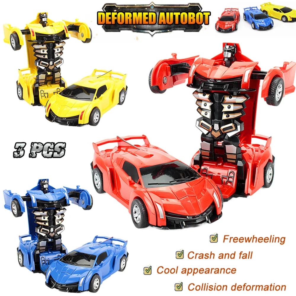 3 Pack Transforming Robot Car Toy L89933