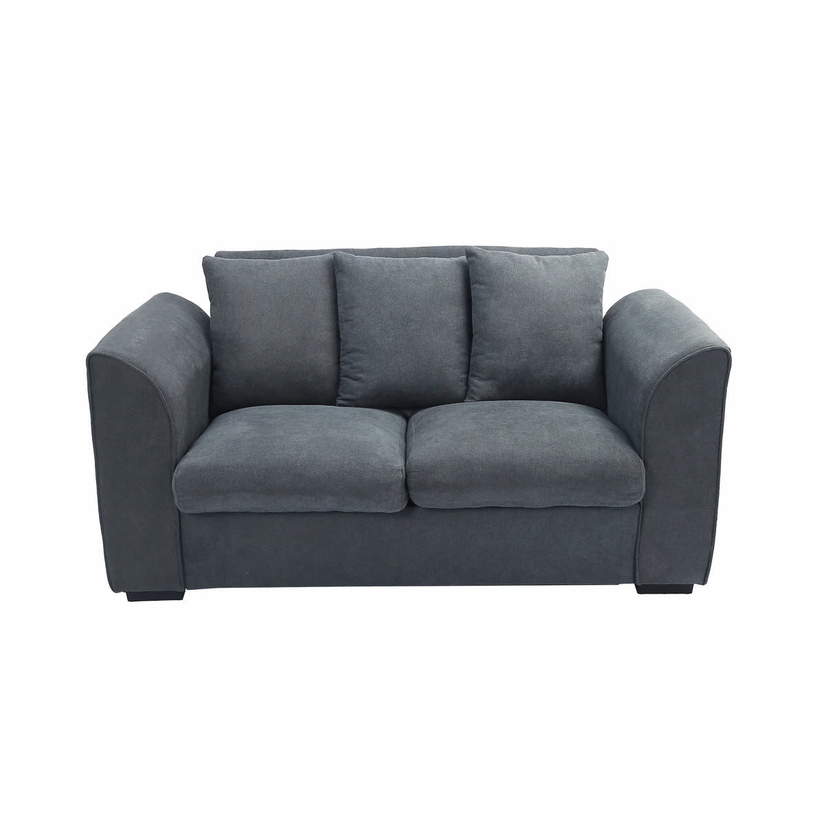 Dark Grey 2-Seat Fabric Loveseat Sofa with 3 Pillows K216132