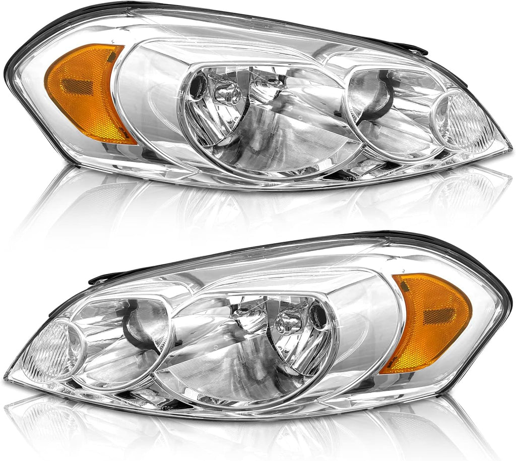 Chrome Housing Amber Reflector Headlight Assembly Driver and Passenger Side K72230