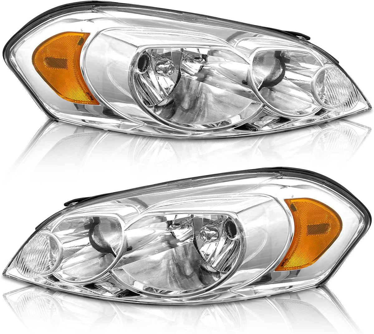 Chrome Housing Amber Reflector Headlight Assembly Driver and Passenger Side K72230