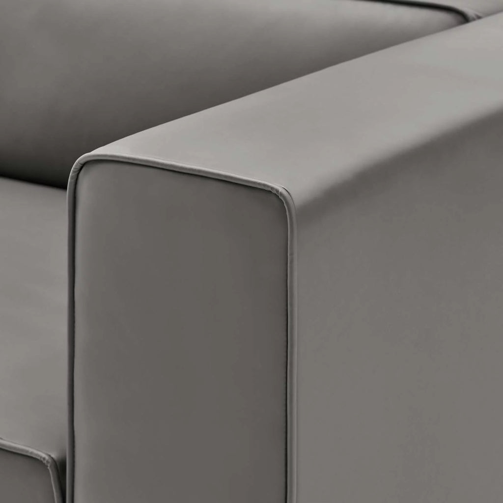 Grey Faux Vegan Leather Sectional Sofa Set I5938