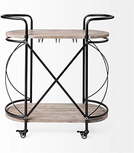 Black Two Tier Metal Bar Cart C70236