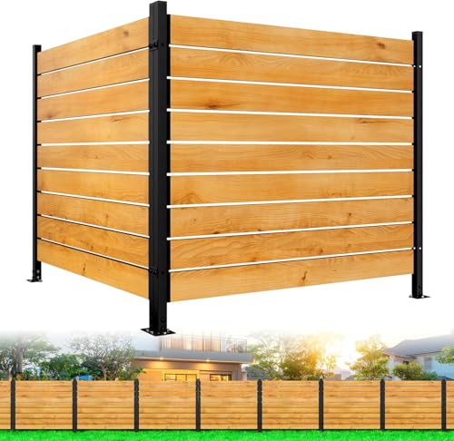 2 Panels No Dig Wooden Privacy Fence Screen, 42" H X 40" W Outdoor Fence X45959