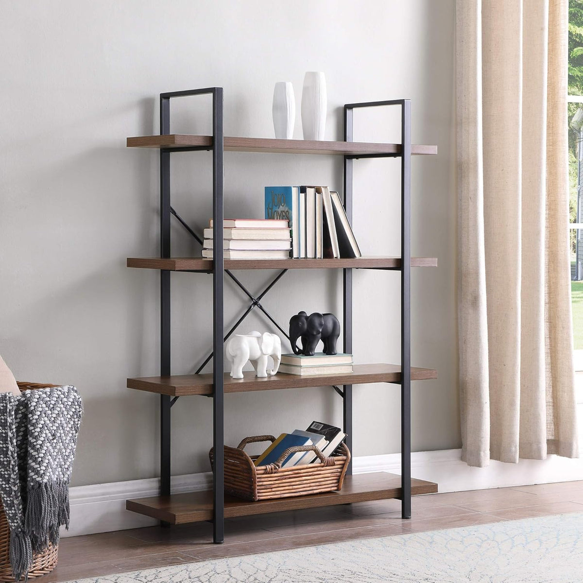 5 Tier Wood and Metal Bookshelf A68465
