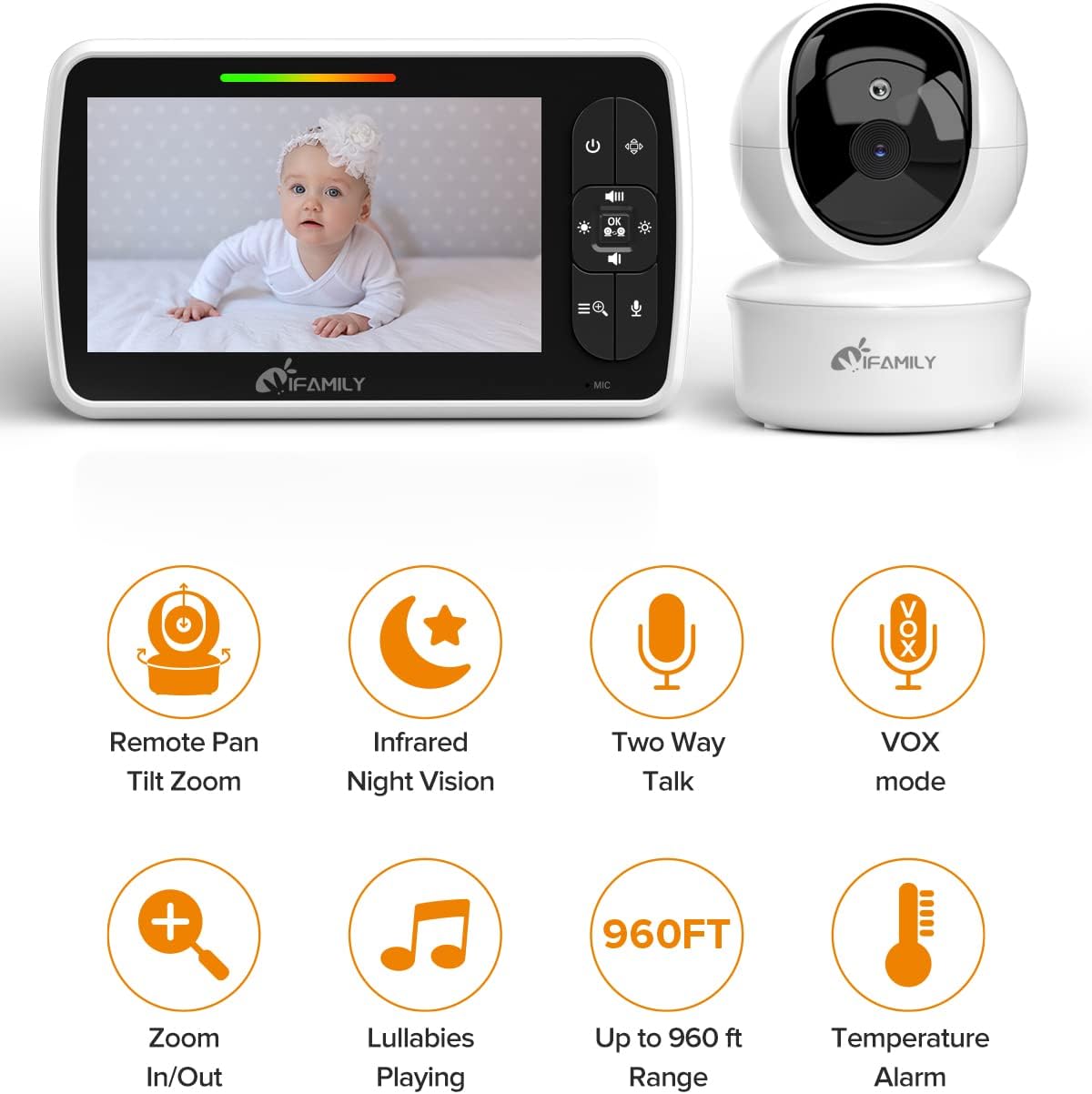 5” Video Baby Monitor with Camera and Audio G2201