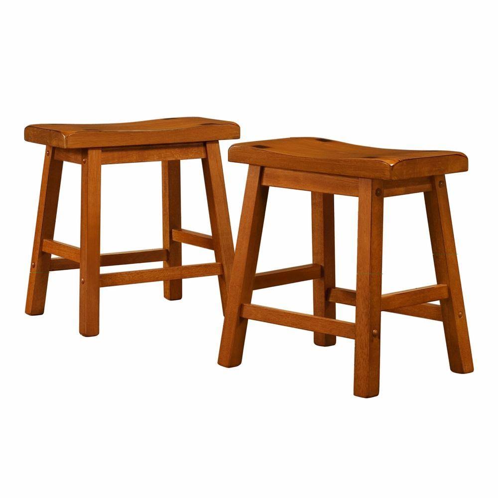 Oak Saddle Back Stool Set of 2 R25900