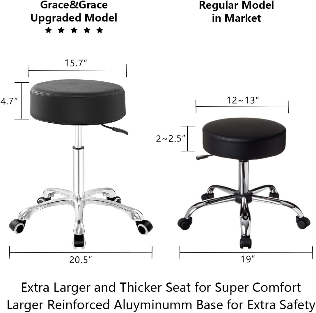 Height Adjustable Swivel Stool with Extra Large Seat (Black) Y98797