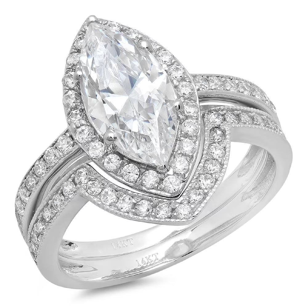 18K White Gold Halo Diamond Engagement Ring Y11455