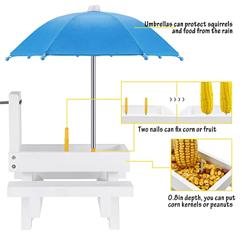 Wooden Squirrel Feeder Table with Umbrella J82746