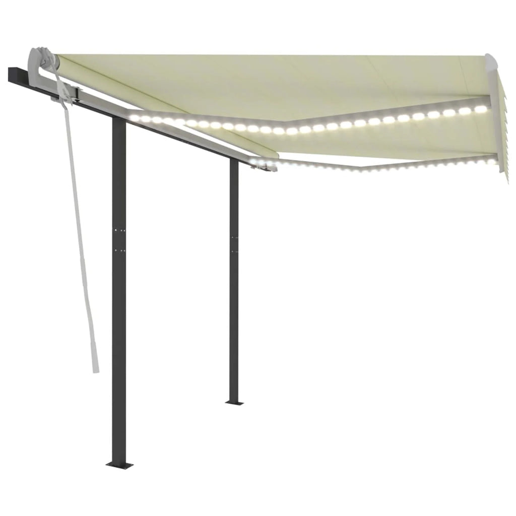 Cream Manual Retractable Awning with LED 118.1"x98.4" P17442