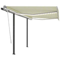Cream Manual Retractable Awning with LED 118.1"x98.4" P17442