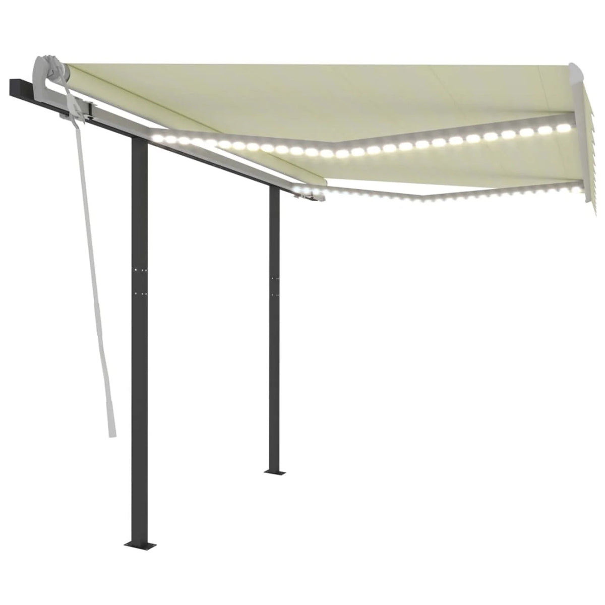 Cream Manual Retractable Awning with LED 118.1"x98.4" P17442