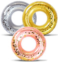 Silver, Gold, and Rose Gold Inflatable Pool Floats Tube Set of 3 - 36 inch O294164