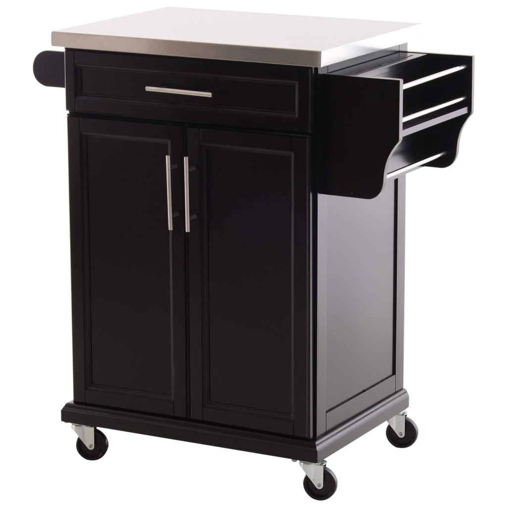 Wood Stainless Steel Rolling Kitchen Island Utility Cart U9831