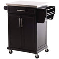 Wood Stainless Steel Rolling Kitchen Island Utility Cart U9831
