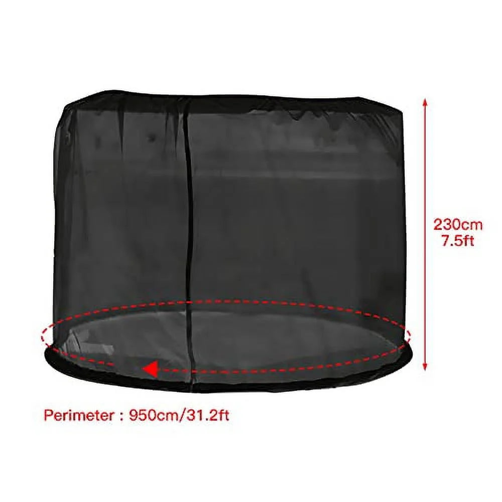 Black Awning Netting with Zipper Door and Polyester Mesh W80562