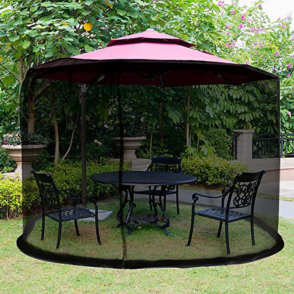 Black Awning Netting with Zipper Door and Polyester Mesh W80562