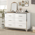 White High Gloss 6 Drawer Dresser with Metal Handle R9732