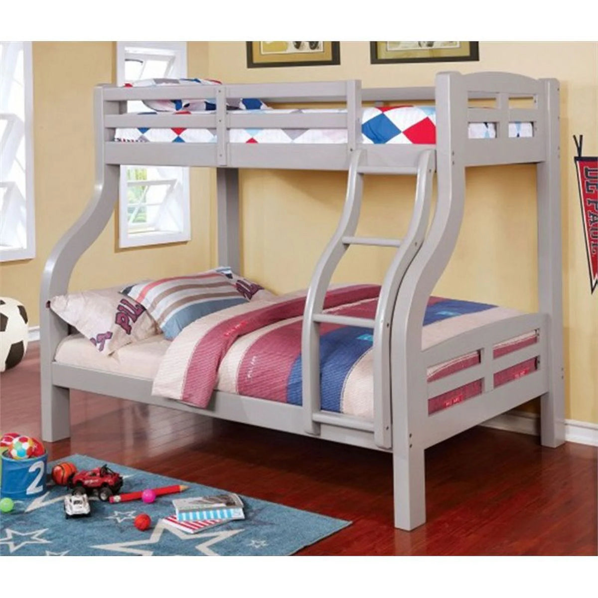 Gray Wood Twin over Full Bunk Bed W192