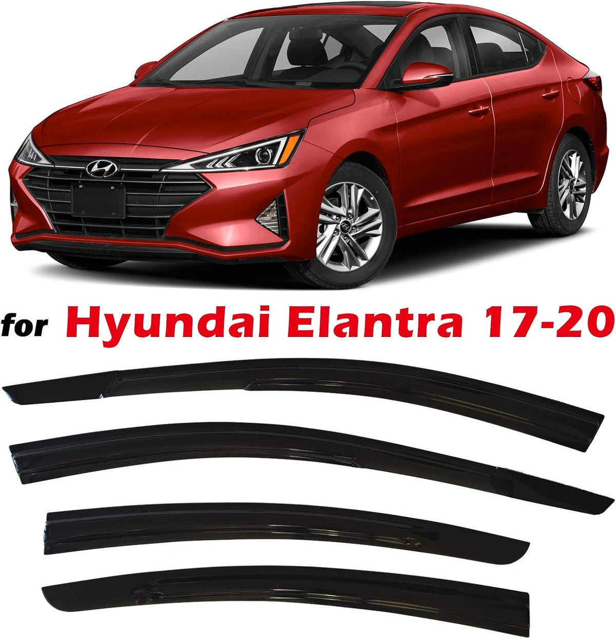 Black Tinted Side Window Vent Visor Deflectors Rain Guards Pack of 2 K34071