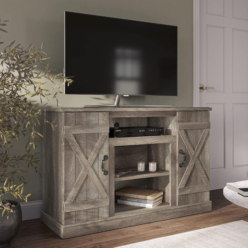 Industrial Electric Fireplace TV Stand with Open Storage Shelves A1213