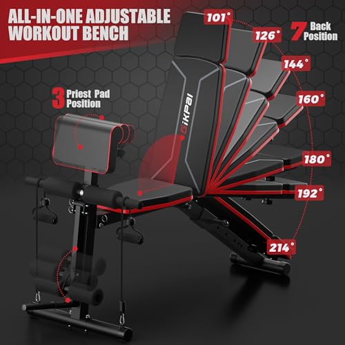 Adjustable Weight Bench with Leg Extension and Preacher Pad K184