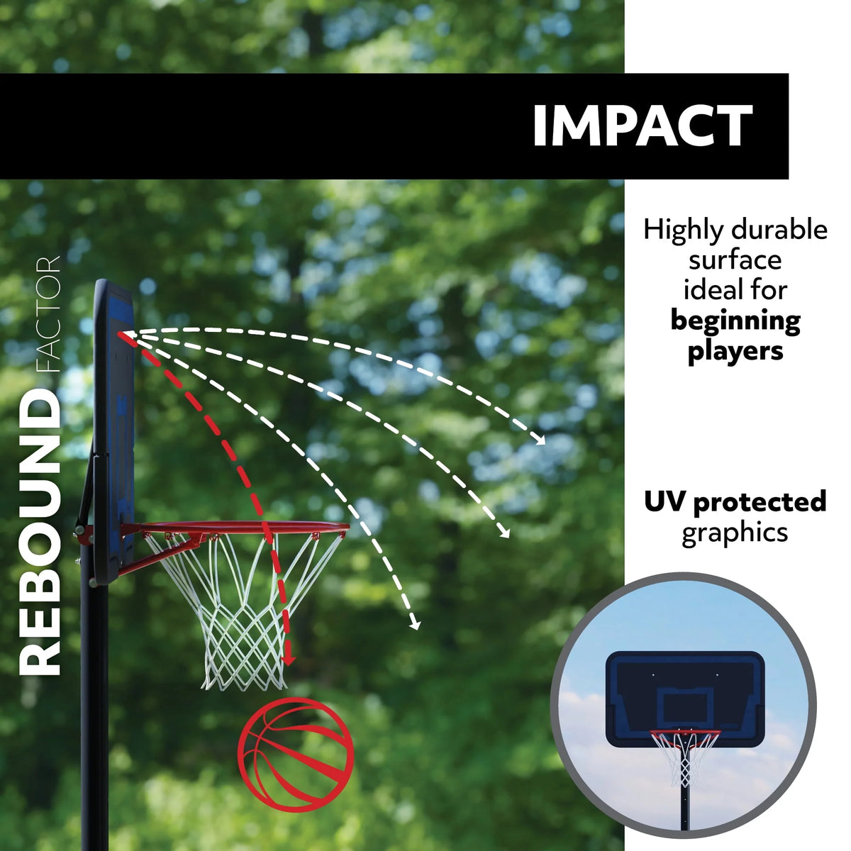 Adjustable Portable Basketball Hoop, 44 inch HDPE Plastic P4391
