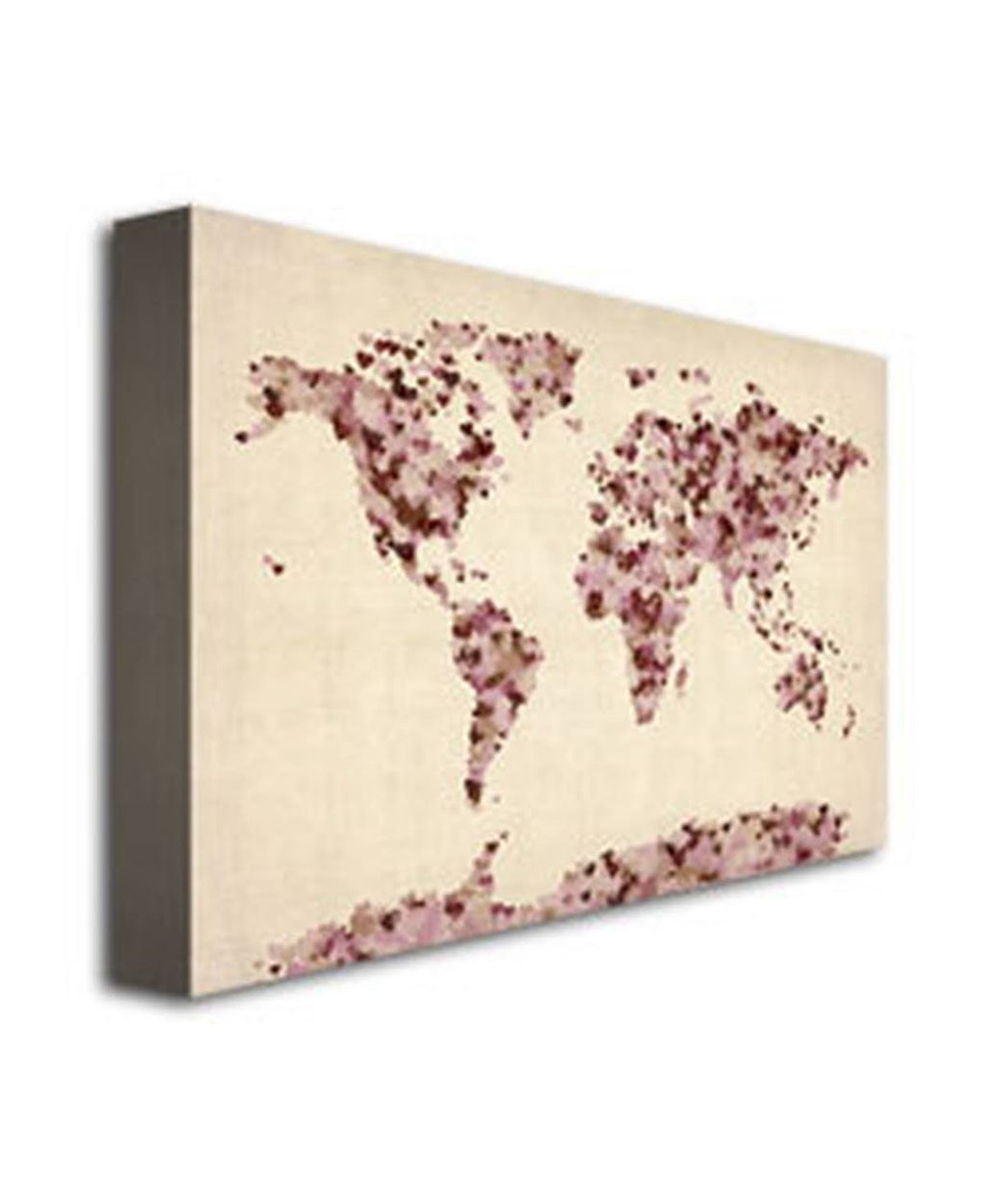 Vintage Hearts World Map Canvas Art P87174