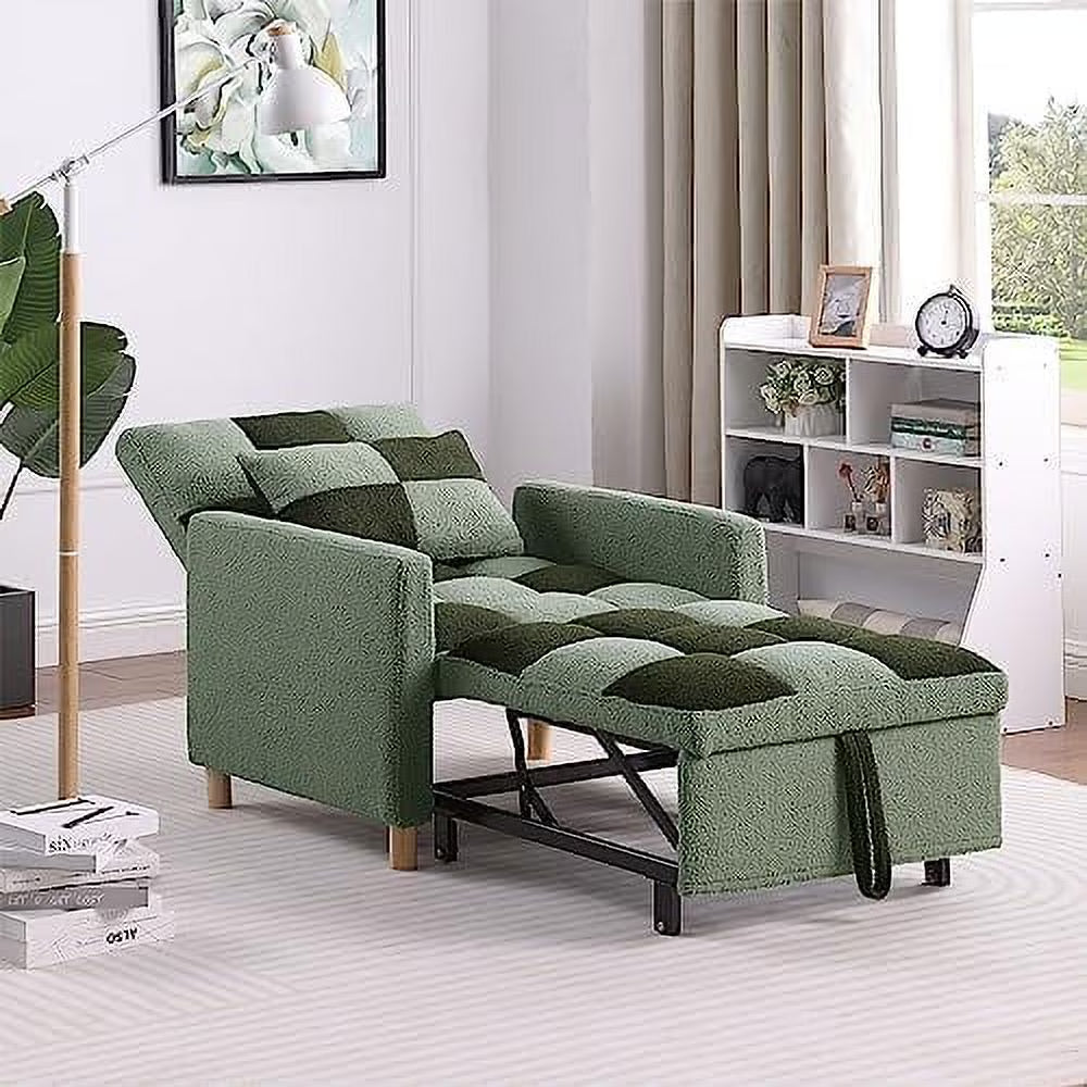 Black Velvet Convertible Chair Bed with Pillow D8713