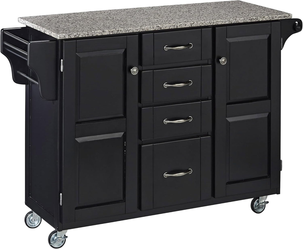 Natural 2 Door Kitchen Cart with Granite Top A2944