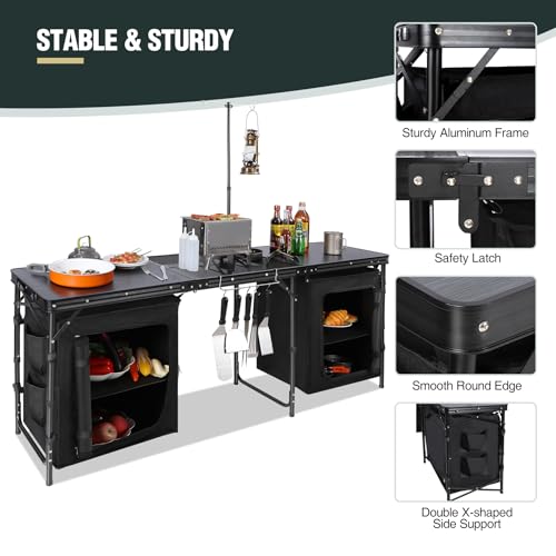 Lightweight Portable Camping Kitchen Table with Sink V8145