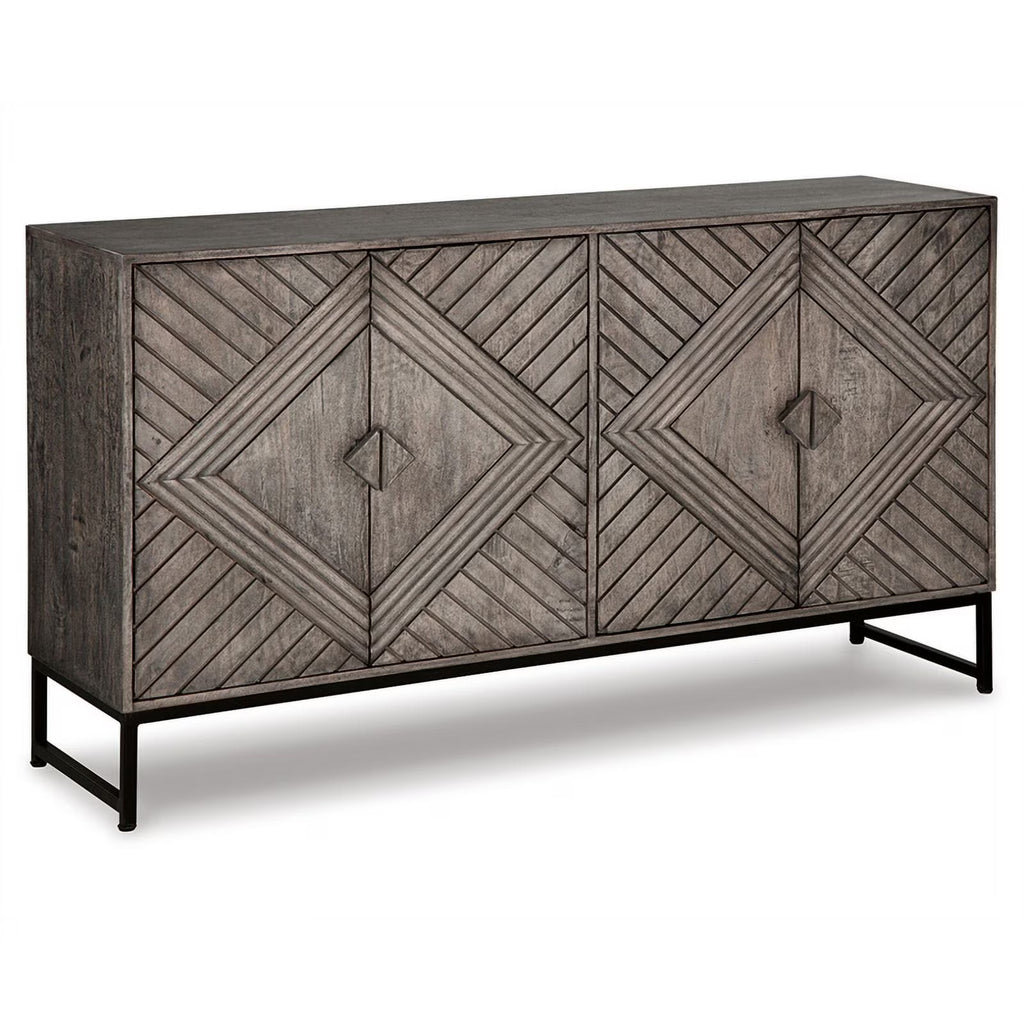 Distressed Gray Wood Accent Cabinet D3885