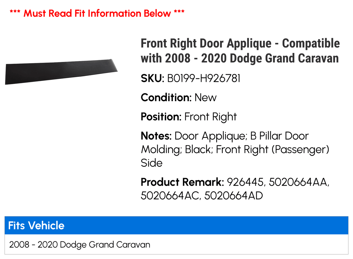 Front Right Door Applique B1316