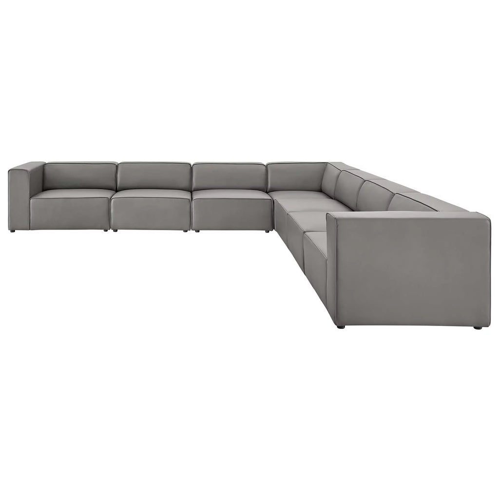 Grey Faux Vegan Leather Sectional Sofa Set I5938