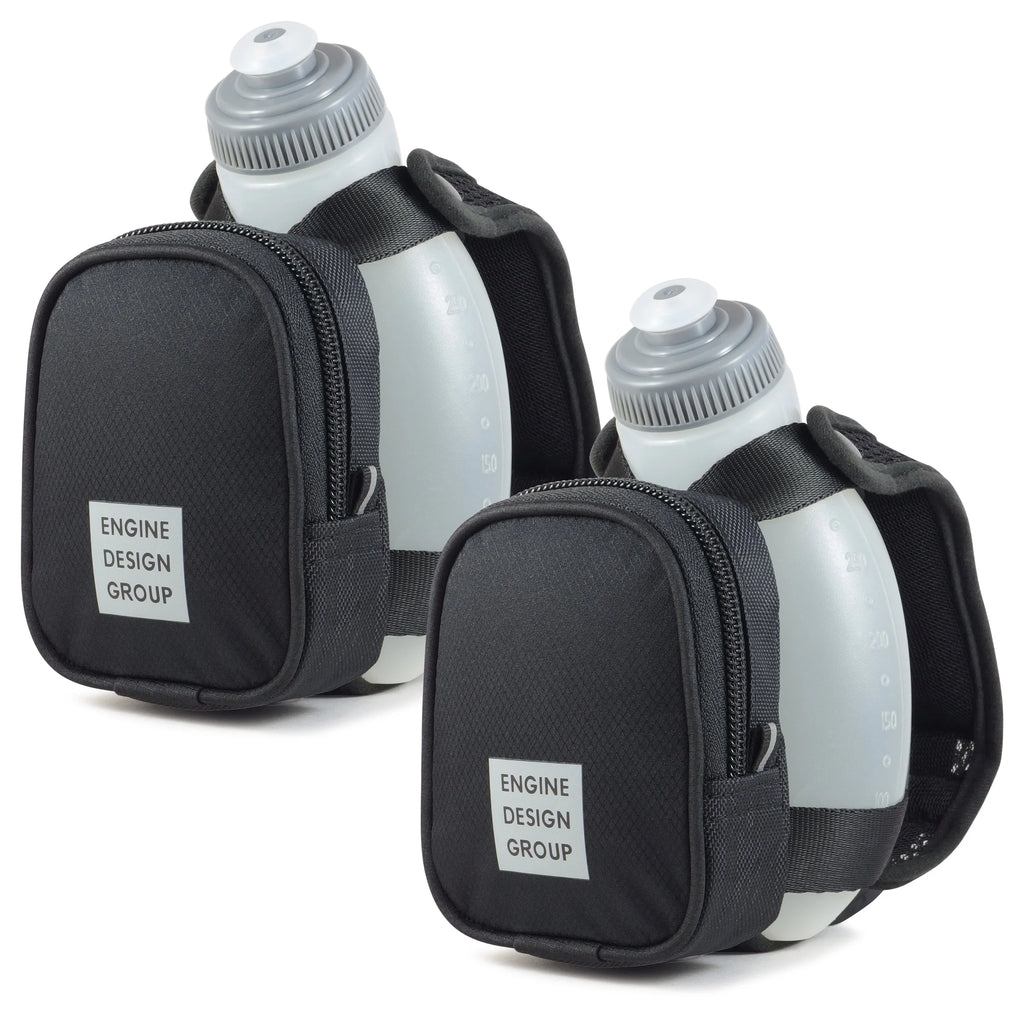 Black 10 oz Handheld Water Bottle with Zippered Pocket (2-Pack) S736931